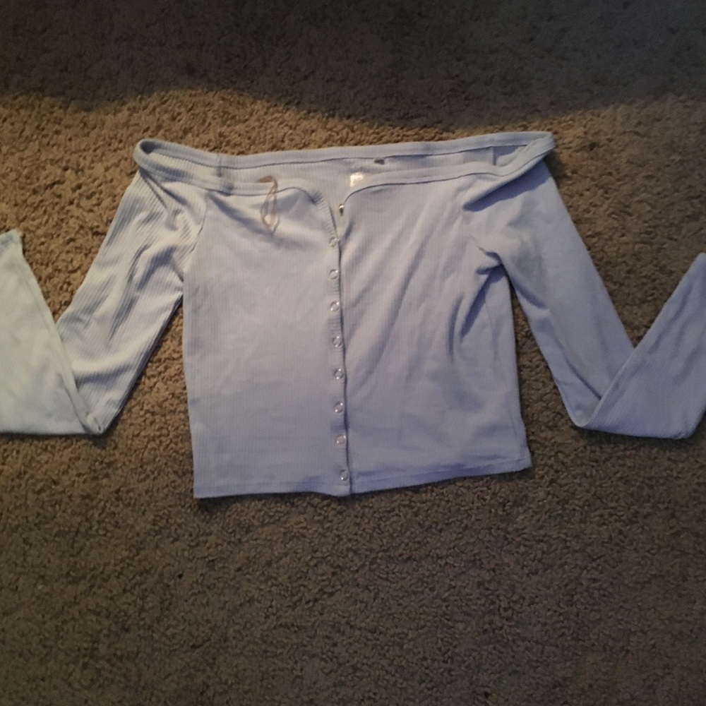 Modern pale blue long sleeve button up